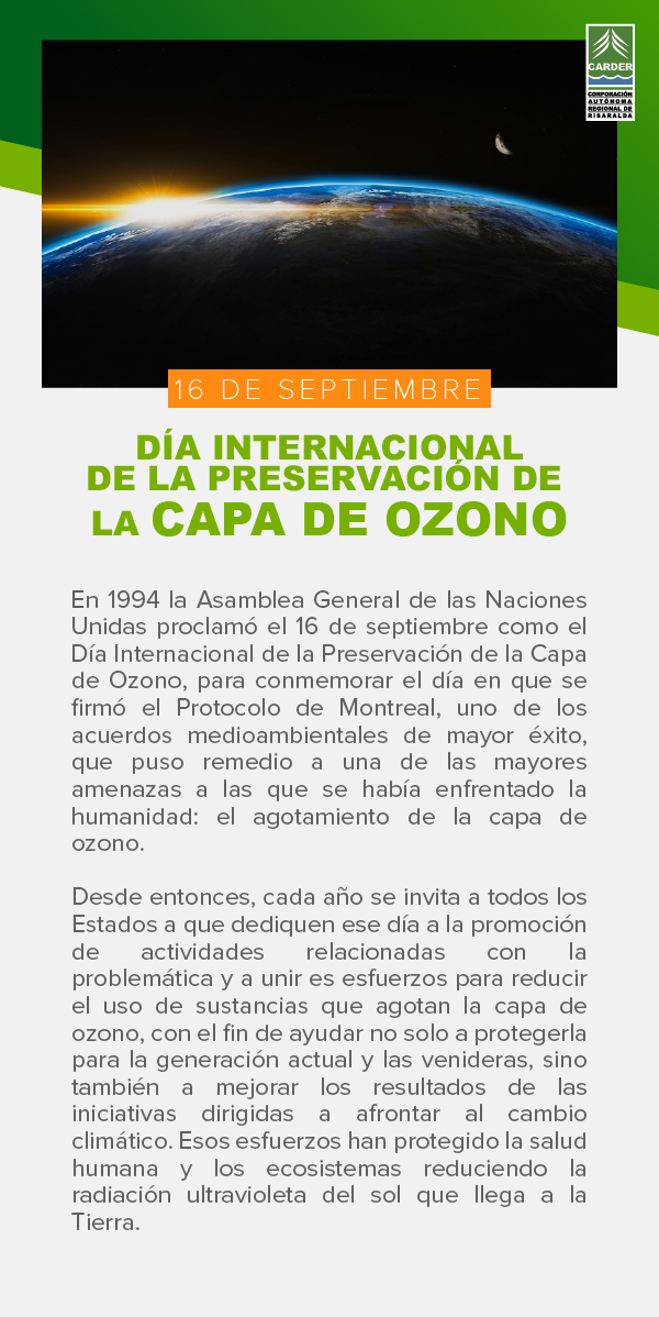 Día Internacional de la Preservación de la Capa de Ozono.