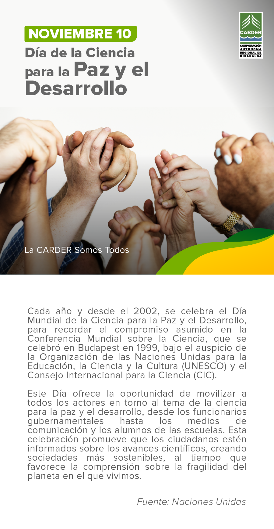 Día de la ciencia para la paz y el desarrollo.
