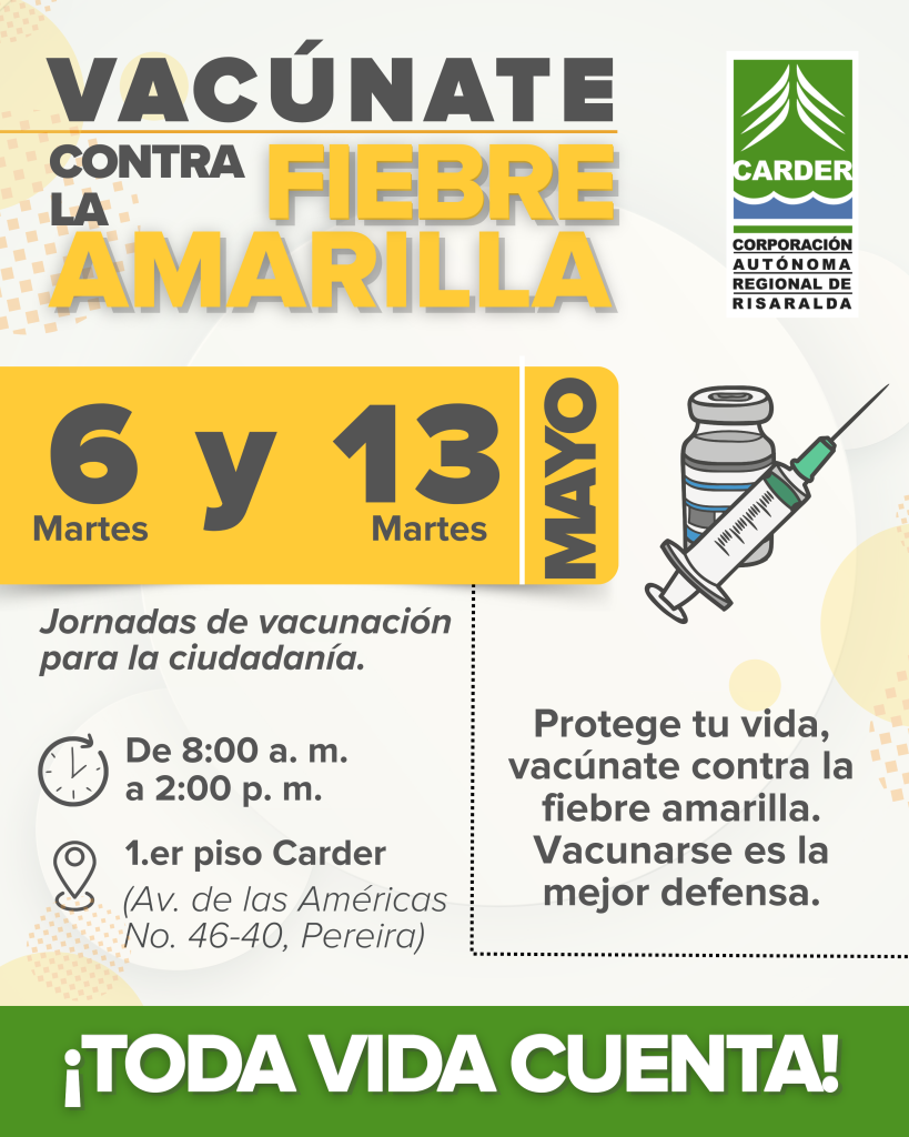 La CARDER invita a la ciudadanía a jornadas de vacunación contra la fiebre amarilla